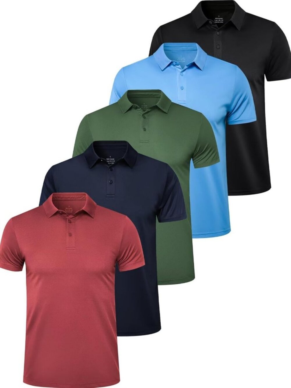 Men's Short Sleeve Polo Shirts - 5 Pack Collared Golf Tees, Casual Wear